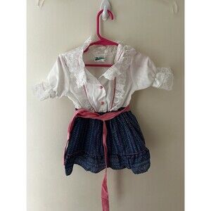 Vintage 80s Elm Hill Floral Prairie Dress Lace Trim Sz Girls 4T Sash Buttons